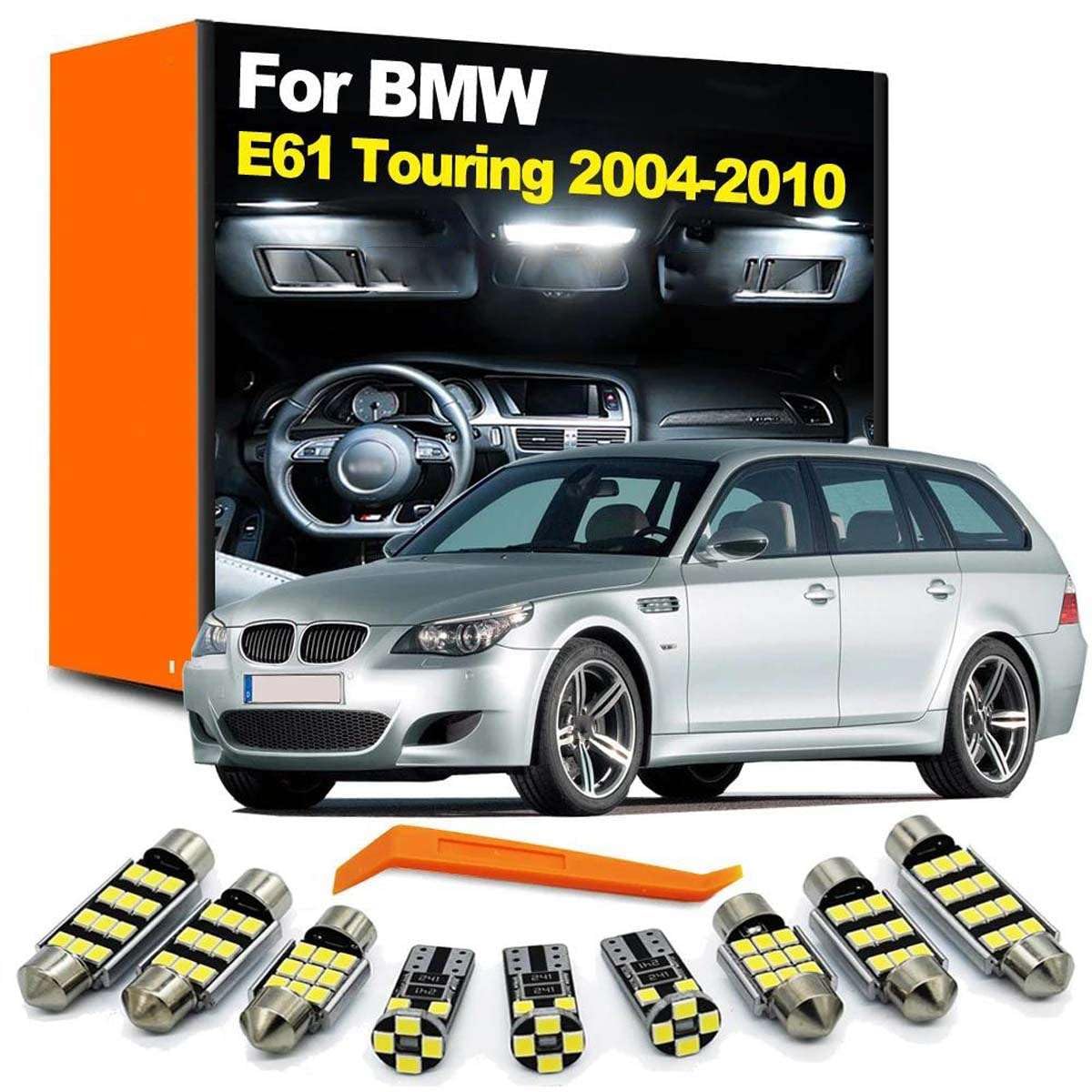Kit de 22 Luces LED Interiores para Coche, para BMW Serie 5 E61 Touring 525 528 530 2004-2010, Accesorios para la luz de matrícula.