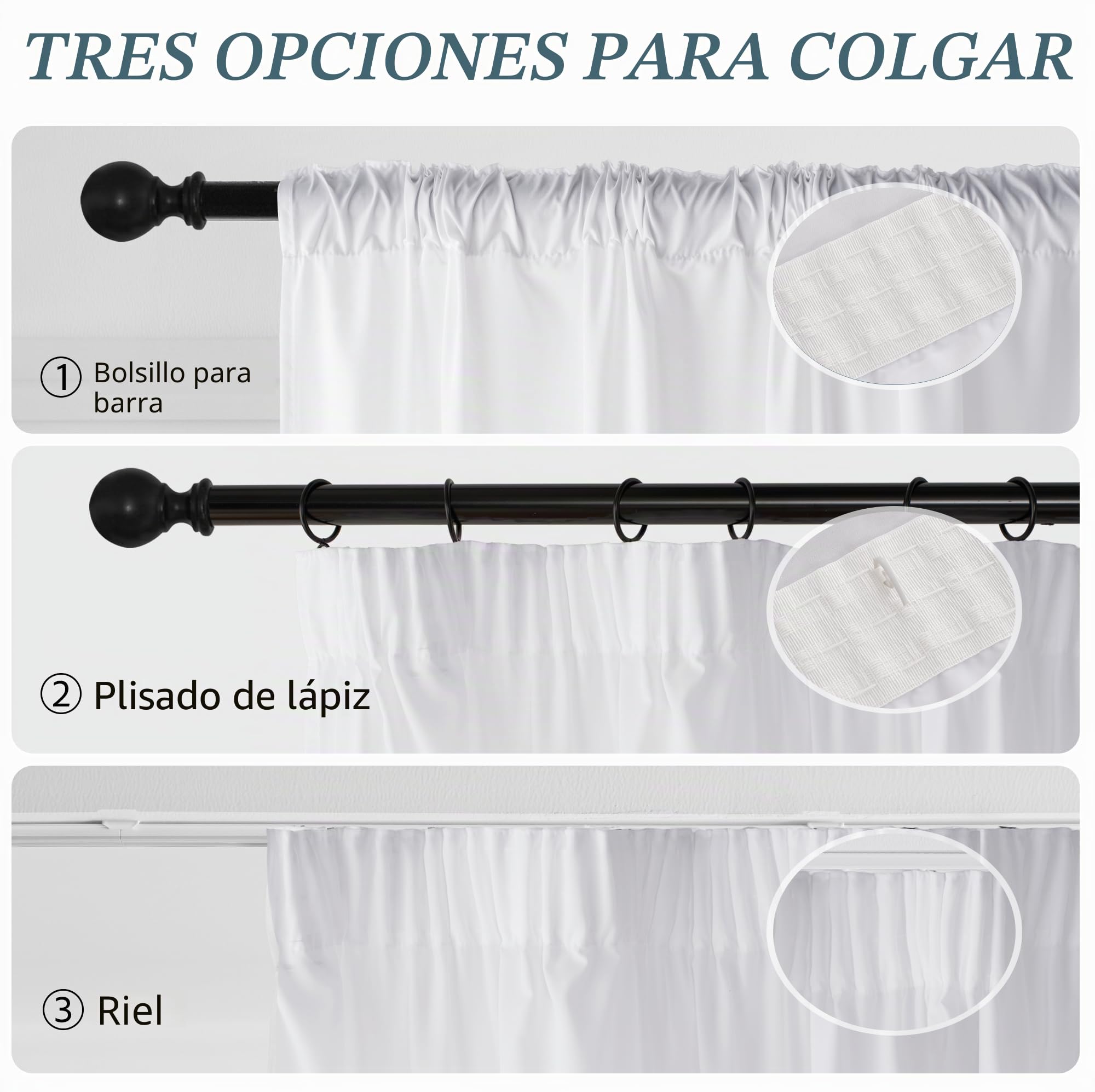 PONY DANCE Cortina Grande de 3 Metros para Salon,Semitransparente 1 Panel | 300x260cm(AnxAl),Blanco, Visillo Grande para Balcon, Transpirable y Ligero,Proteccion UV y Privacidad,con Ganchos para Riel