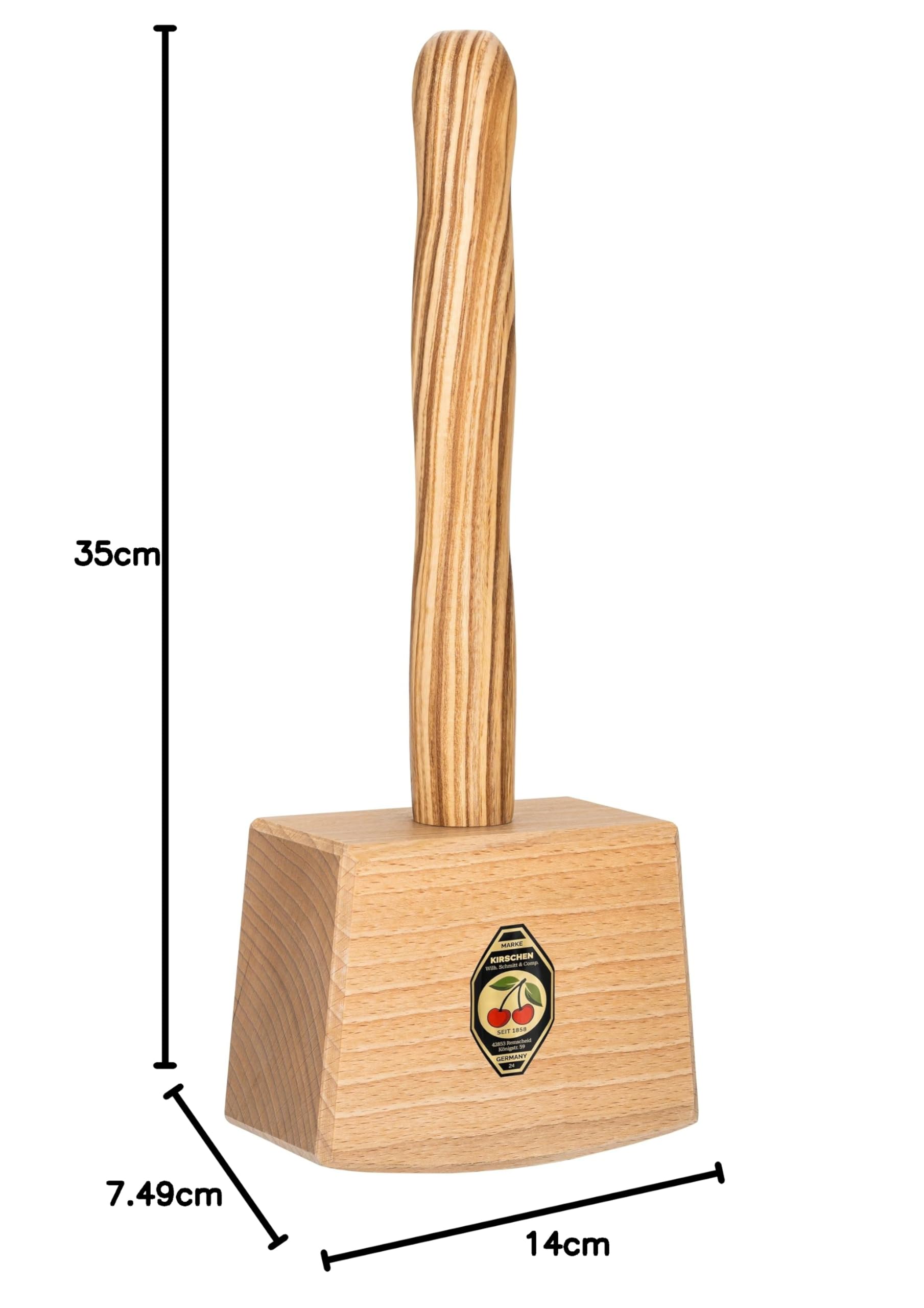 KIRSCHEN Werkzeuge 6160140 Schreinerhammer, Holzhammer, Schreinerklüpfel mit Weißbuchenkopf & Eschenstiel 140mm