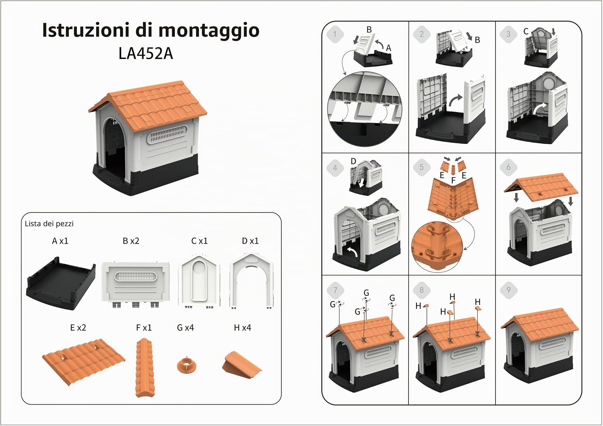 Lanco - Cuccia per Cani di Piccola Taglia. Uso interno ed esterno con griglie di ventilazione. Materiale resistente. 68x55x66 cm. Blu e bianco.