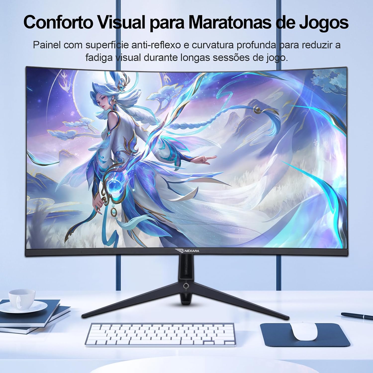 Monitor Gamer Curvo 27 Polegadas 200Hz - 1ms,R1500,Full HD 1920x1080,Tecnologia AMD FreeSync e NVIDIA G-SYNC,Alto-Falantes Integrados,Suporte VESA - Ideal para Filmes e Entretenimento e Jogos