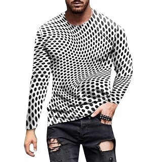 Shirts for Men Adult Crew Neck 3D Print Long Sleeve T Shirt Relaxed Fit Slogan Shirt Casual Muscle Fit T Shirt Funny T Shirts Tee Shirts for Men Adult Printed T Shirts Personalised