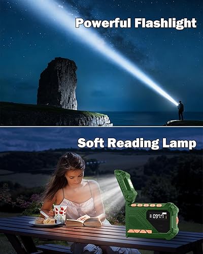 Miniatura 8 de VXF Radios AM FM portátiles con radio meteorológica NOAA, radio de emergencia solar de 25000 mWh con linterna LED, alarma SOS, carga de manivela y