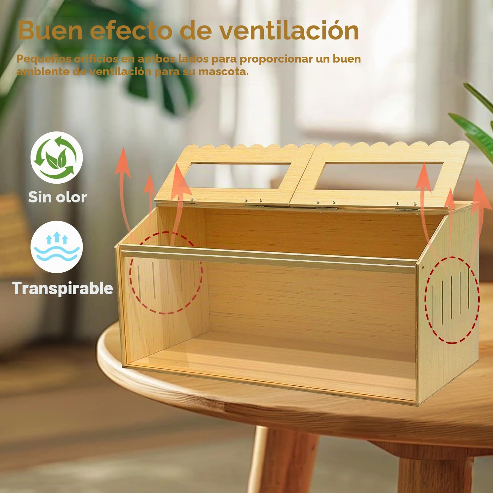 Jaula de Madera para hámster, Jaula Grande para hámster con Parte Superior Que se Puede Abrir, 80 x 40 x 40 cm, jaulas Transparente para Enano, para al Aire Libre