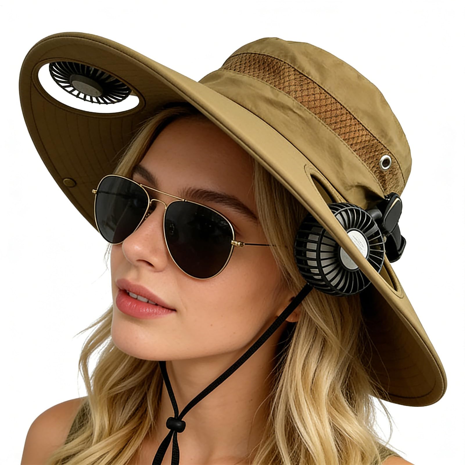 Sombrero de playa, gorra de ala ancha con carga USB, sombrero de sol refrescante con ventilador, para playa, camping, senderismo, correr, jardinería, viajes, vacaciones, festivales