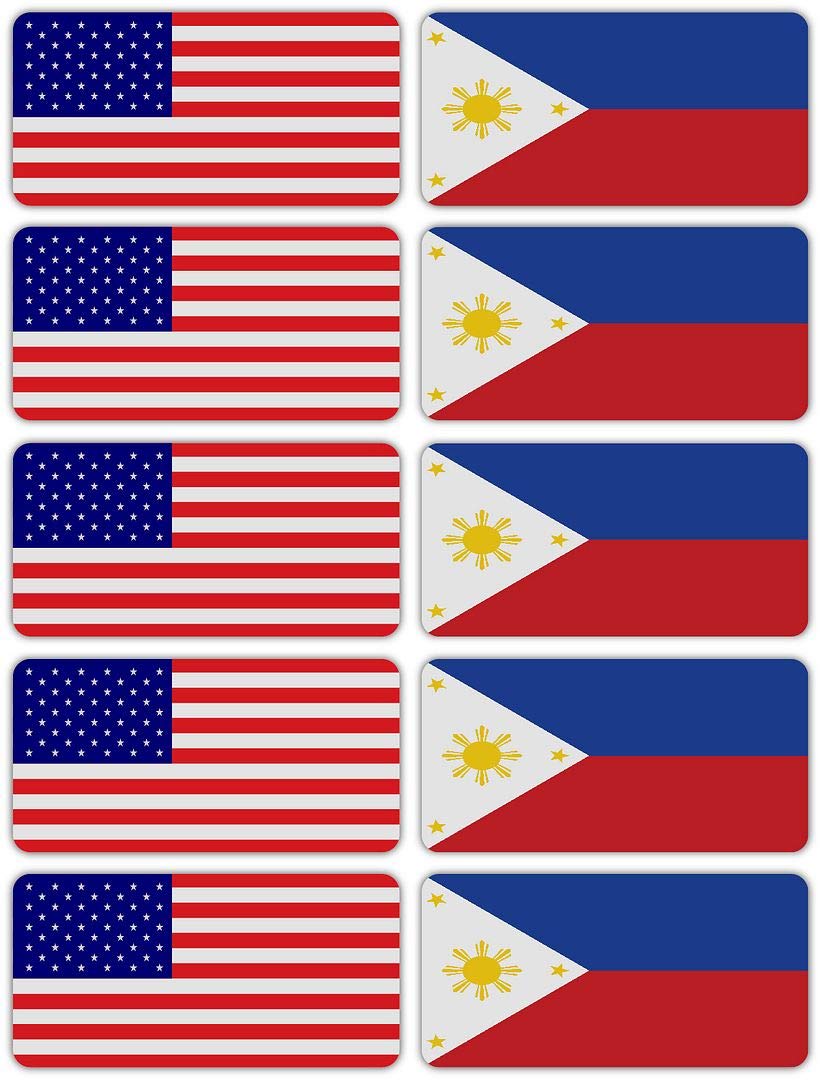 (x10) 3M Reflective Philippines and US Flag Stickers | Versatile Safety Decals | Hard hats, laptops, bikes, toolboxes