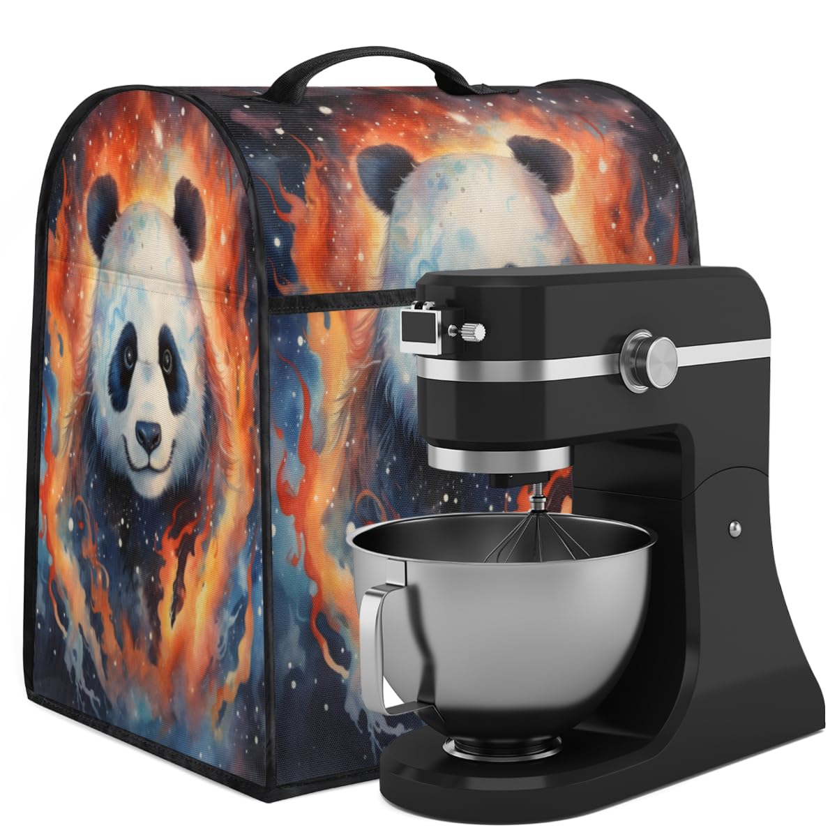 Coffee Maker Cover Universe Galaxy Panda Kitchen Appliance Covers Small Appliance Covers Blender Cover Juicer Cover Dust Covers for Kitchen Appliances with Top Handle and Pockets,Washable,B661