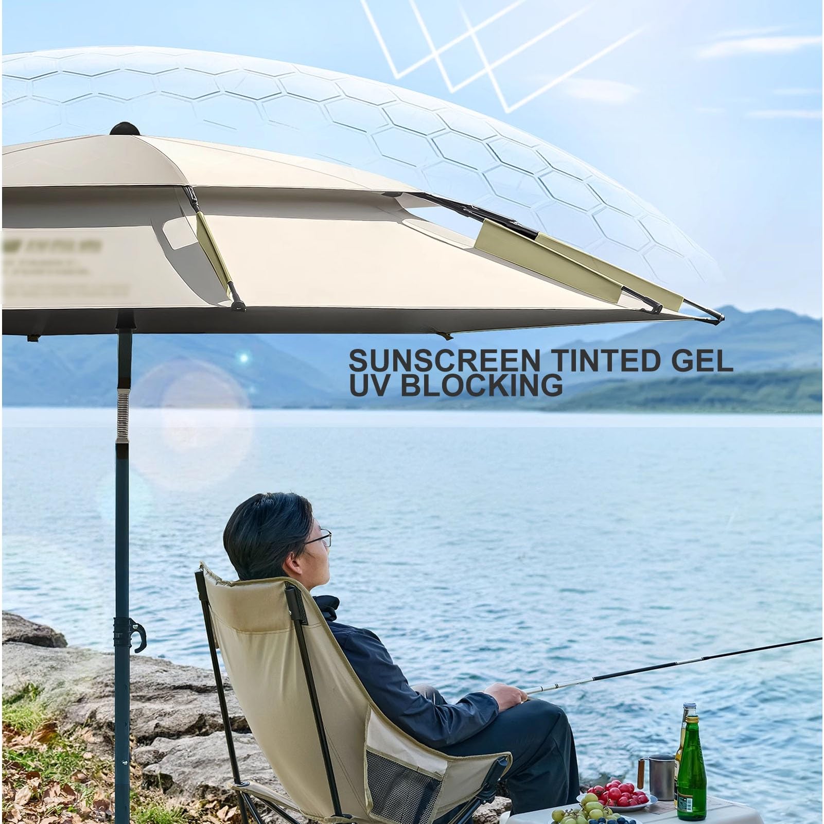 Wiatroodporny parasol plażowy 220 cm/240 cm/260 cm, ochrona przed promieniowaniem UV, przenośny parasol przeciwsłoneczny z kotwicą piaskową, parasol wędkarski, uchylny słup stalowy/aluminiowy(240cm/8f