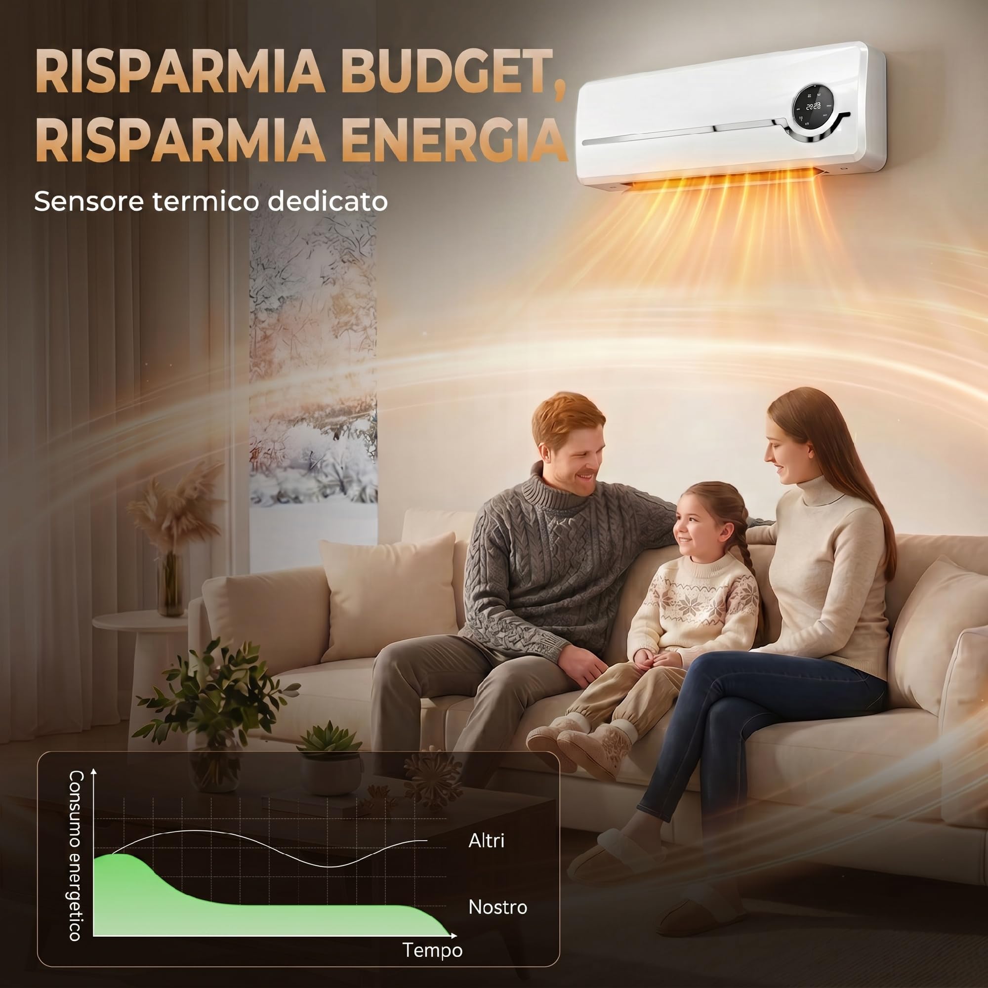 HOMCOM Stufa Ceramica 2000W da Parete con 3 Modalità, Ventilatore, Bianco | Termoventilatore, Riscaldamento Regolabile, Timer Settimanale, Rilevazione Finestra Aperta, Blocco Bambini, Telecomando