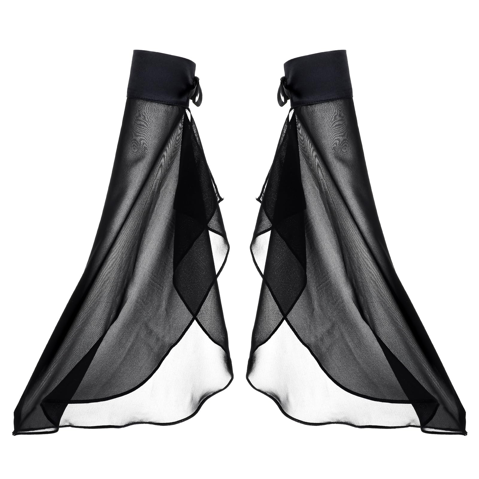 Yolev Detachable Sleeves Women's Victorian Long Tulle Gloves Black Lace Chiffon goth sleeves for Wedding Party Renaissance Halloween Cosplay Costume Accessories