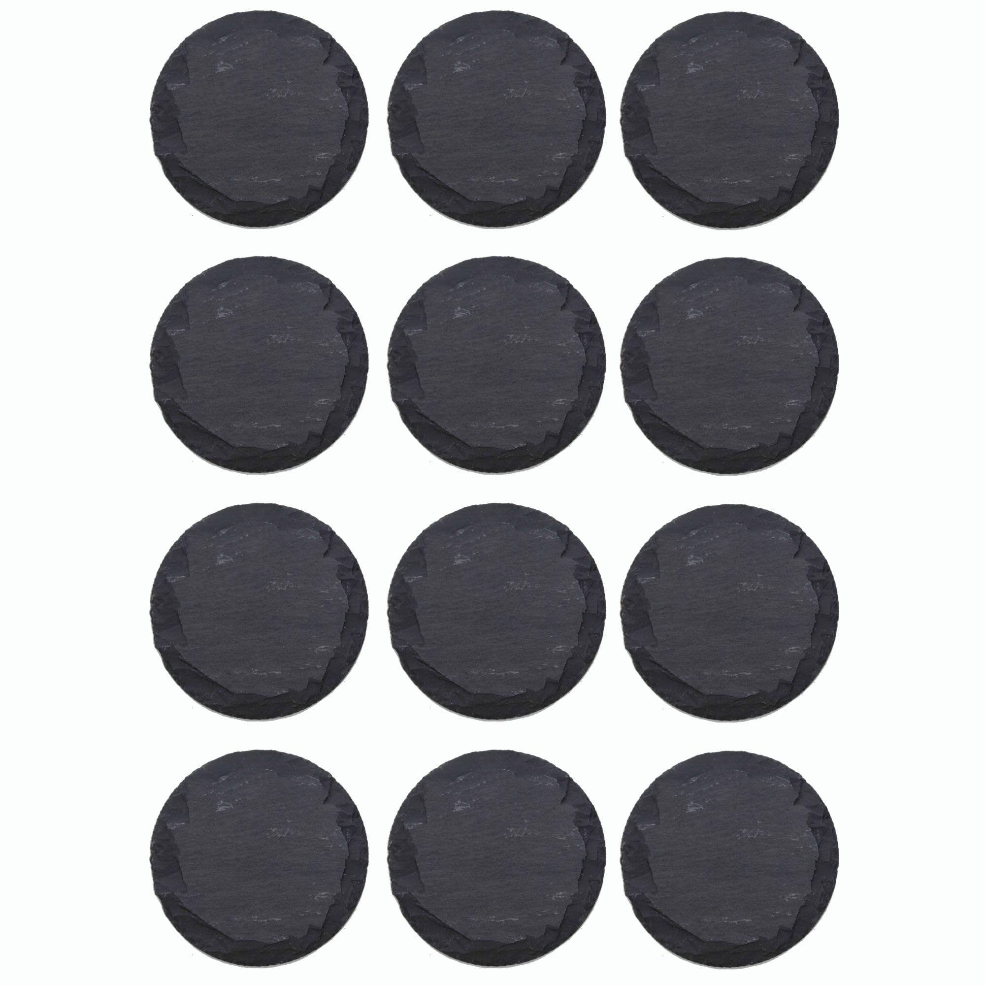 Dessous de verre ronds en ardoise 10cm Novaliv lot de 12 protège table basse et tasse café