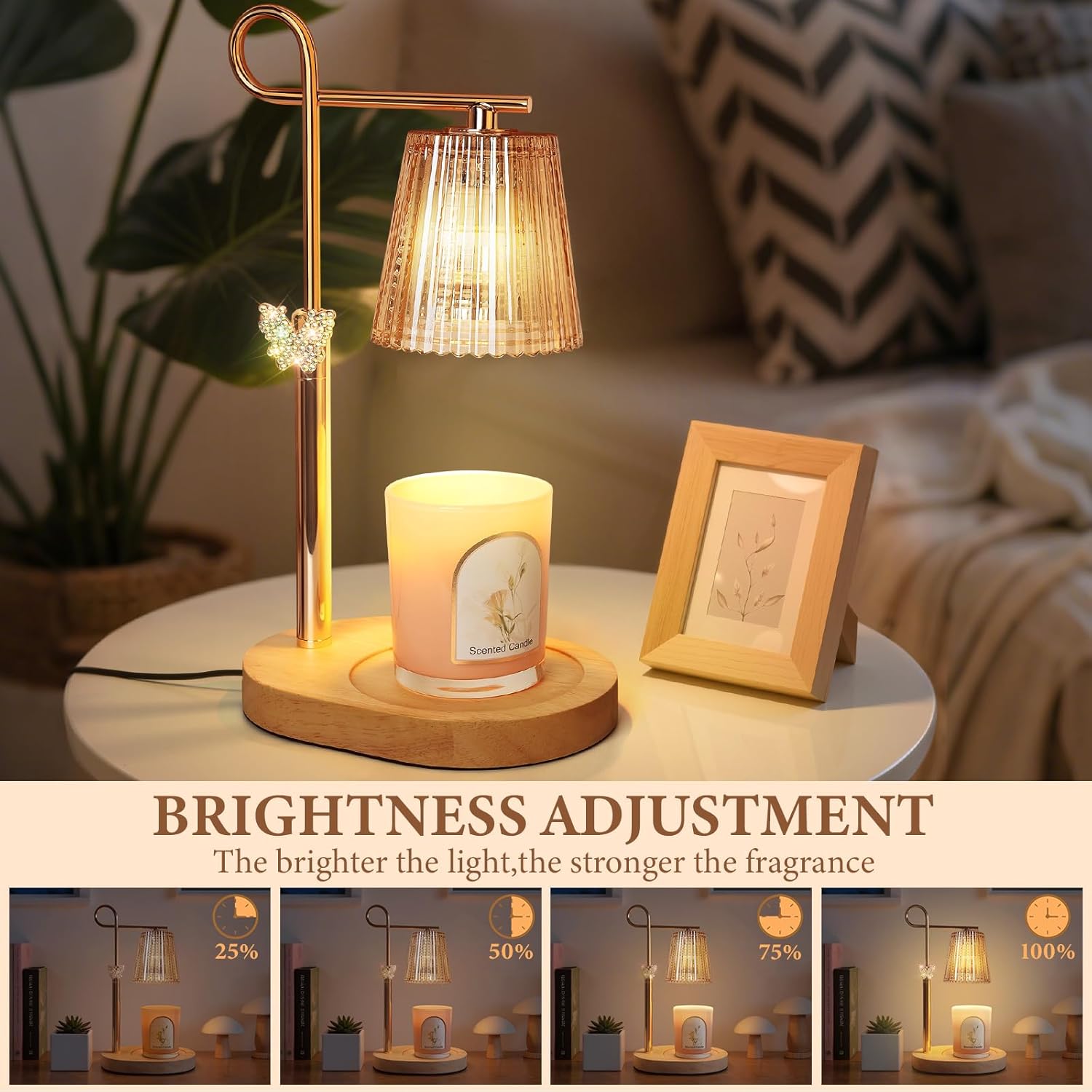 SHARE&CARE Candle Warmer Lamp - Valentine's Festive Metal Wax Melter with Timer & 4 Dimming Modes, Gift-Ready for Women, Christmas, Birthday, Women Gift for Mom, Wife,Her (Glod-Bu)