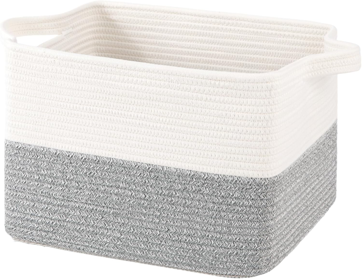 OIAHOMY Woven Storage Basket, Small Baskets for Organizing White & Grey