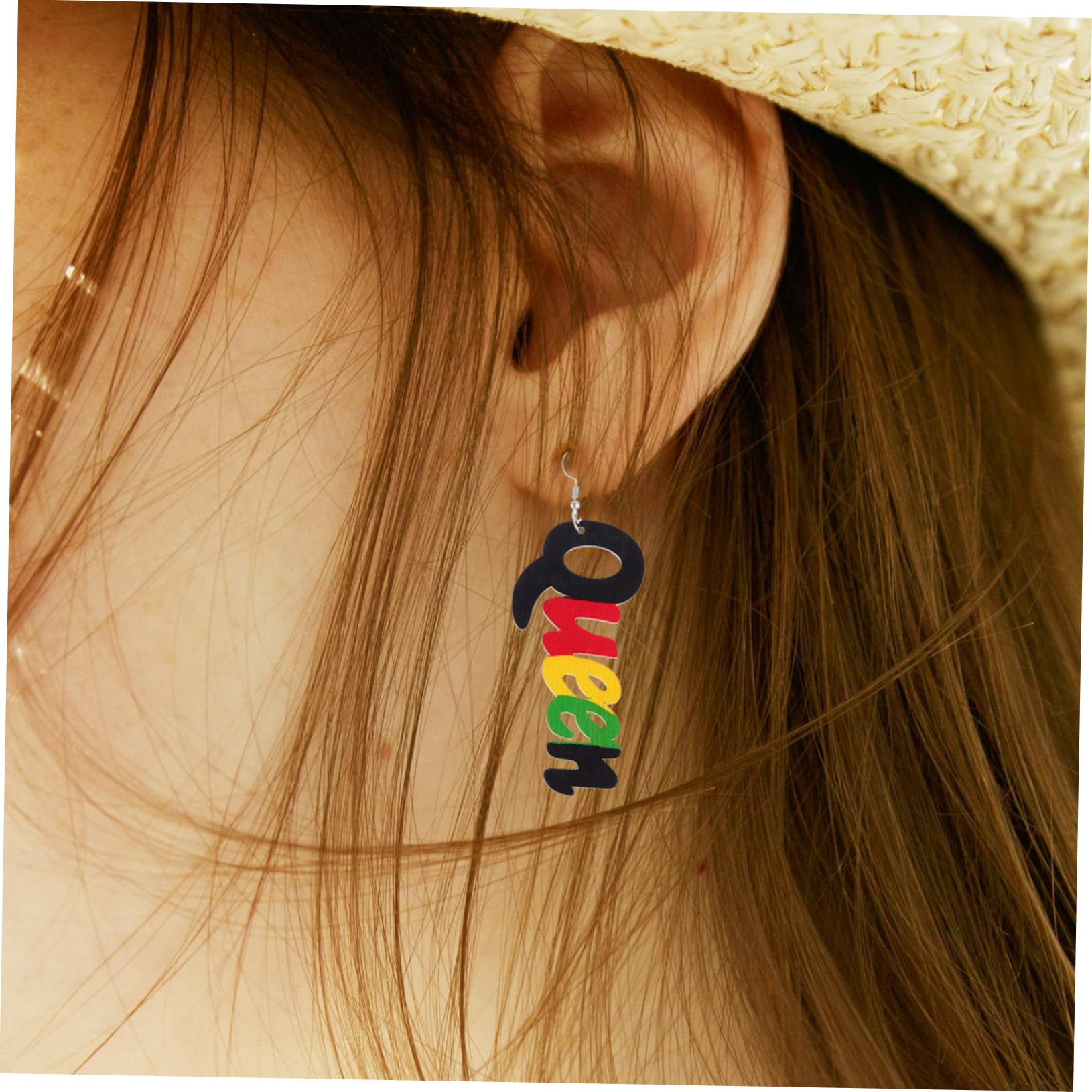 YDYDTTKD Orecchini in Legno Africano Creative Queen Letter Ear Drop