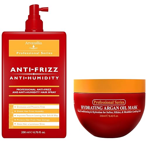 Arvazallia Mascarilla hidratante para el cabello con aceite de argán y tratamiento en aerosol antiencrespamiento antihumedad – Acondicionamiento