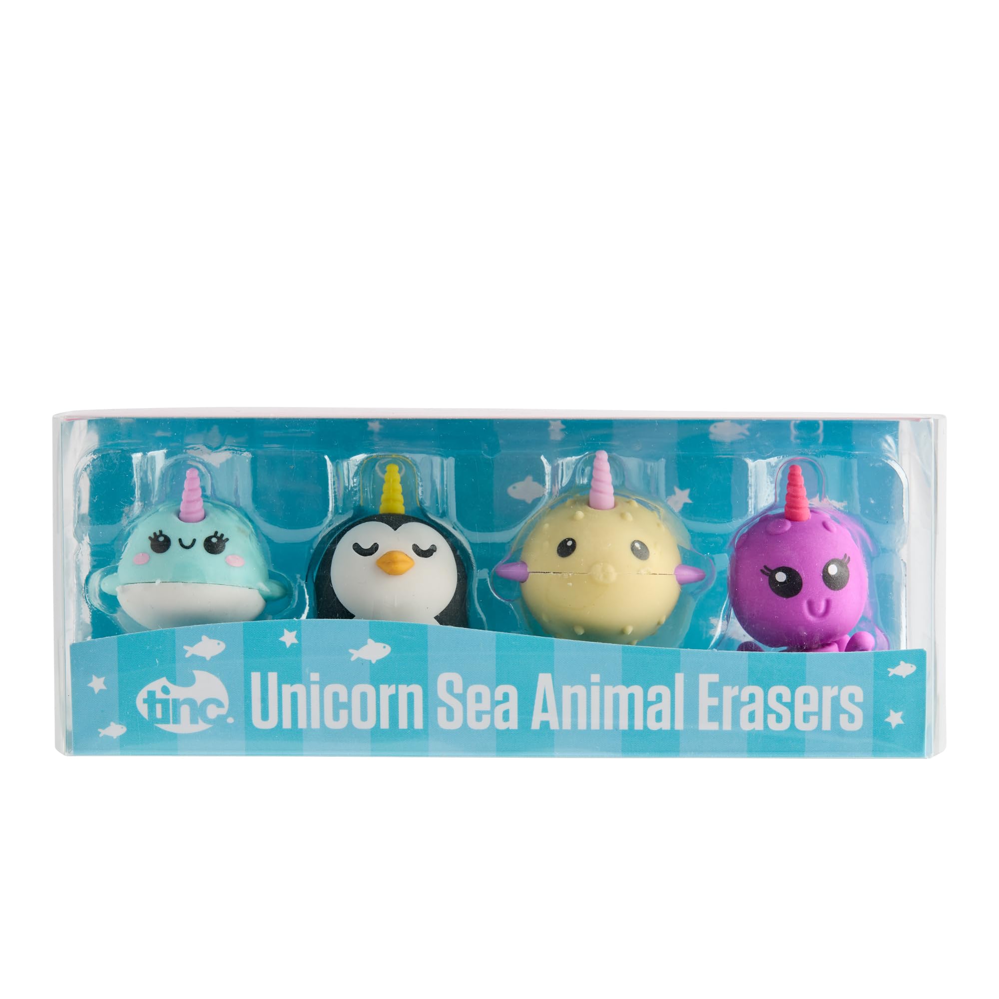 Tinc Unicorn Sea Animal Erasers Collection Pack for Kids - Use at School & Homework (S4UNICER)