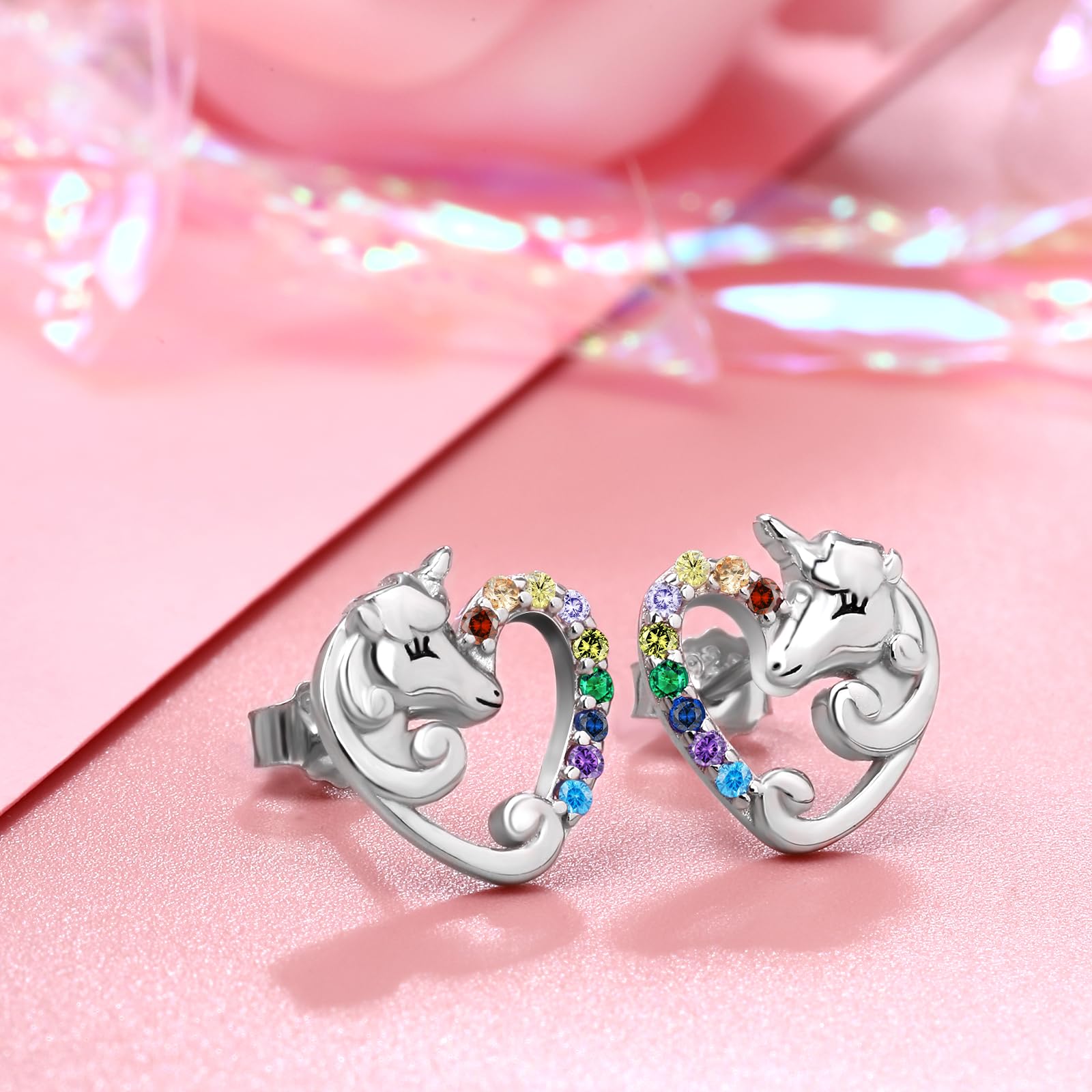 Qings Orecchini Bambina Argento 925 Orecchini Anallergici, Animali Gioielli Unicorno Pesce Orecchini Donna Argento Sterling 925 Regalo di Compleanno per Ragazze Figlia