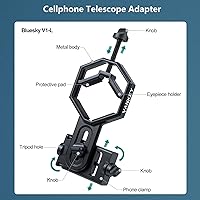 Vista 3 de VANKEY Soporte de teléfono para telescopio grande, adaptador de teléfono de metal para telescopio, monocular, binocular, compatible con iPhone