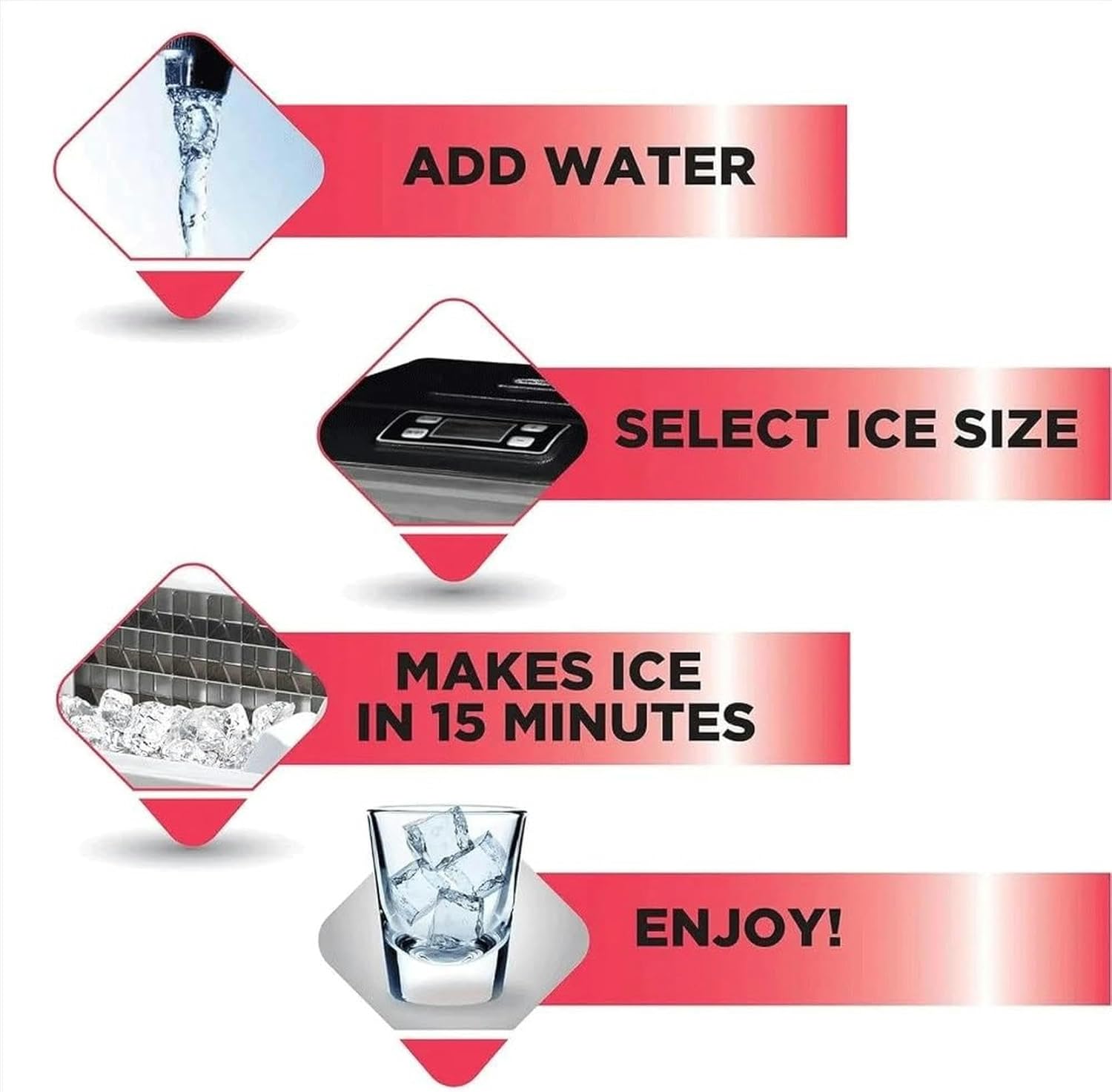 AMNOOL mdlian Countertop Ice Maker portable Makes 40 Lbs. Ice Makers Countertop freestanding portable ice maker(Gray)