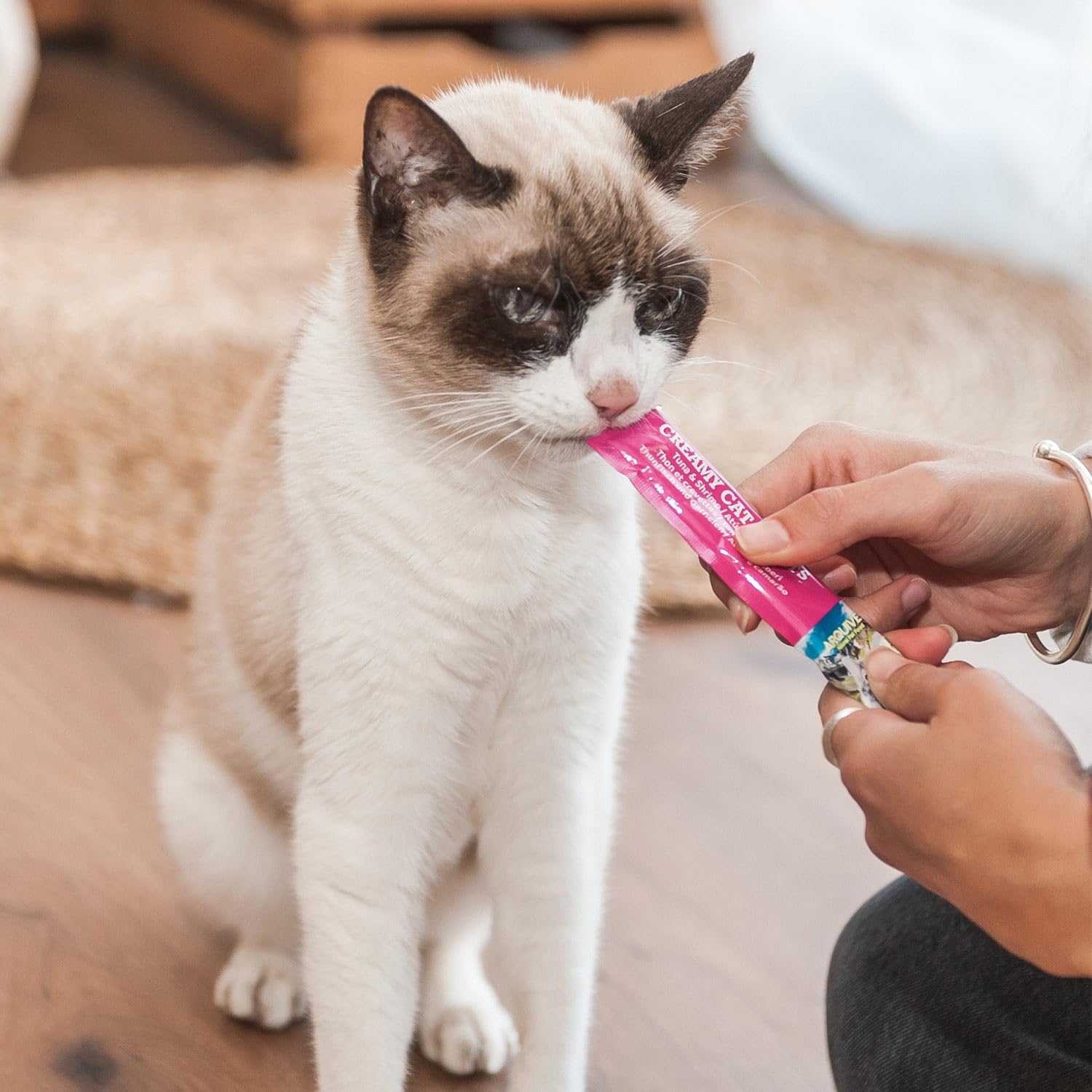 Arquivet - Creamy Cat Treats - Snack cremoso de Salmón (Expositor de 12 Bolsas con 5x14 g)