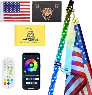 1 Pack 3FT LED Whip Lights for UTV, Whip Lights with App & Remote Control, Spiral RGB Chasing Lighted Antenna Whips, Music UTV Whip Light for UTV ATV RZR Can-Am SXS Polaris Offroad Truck