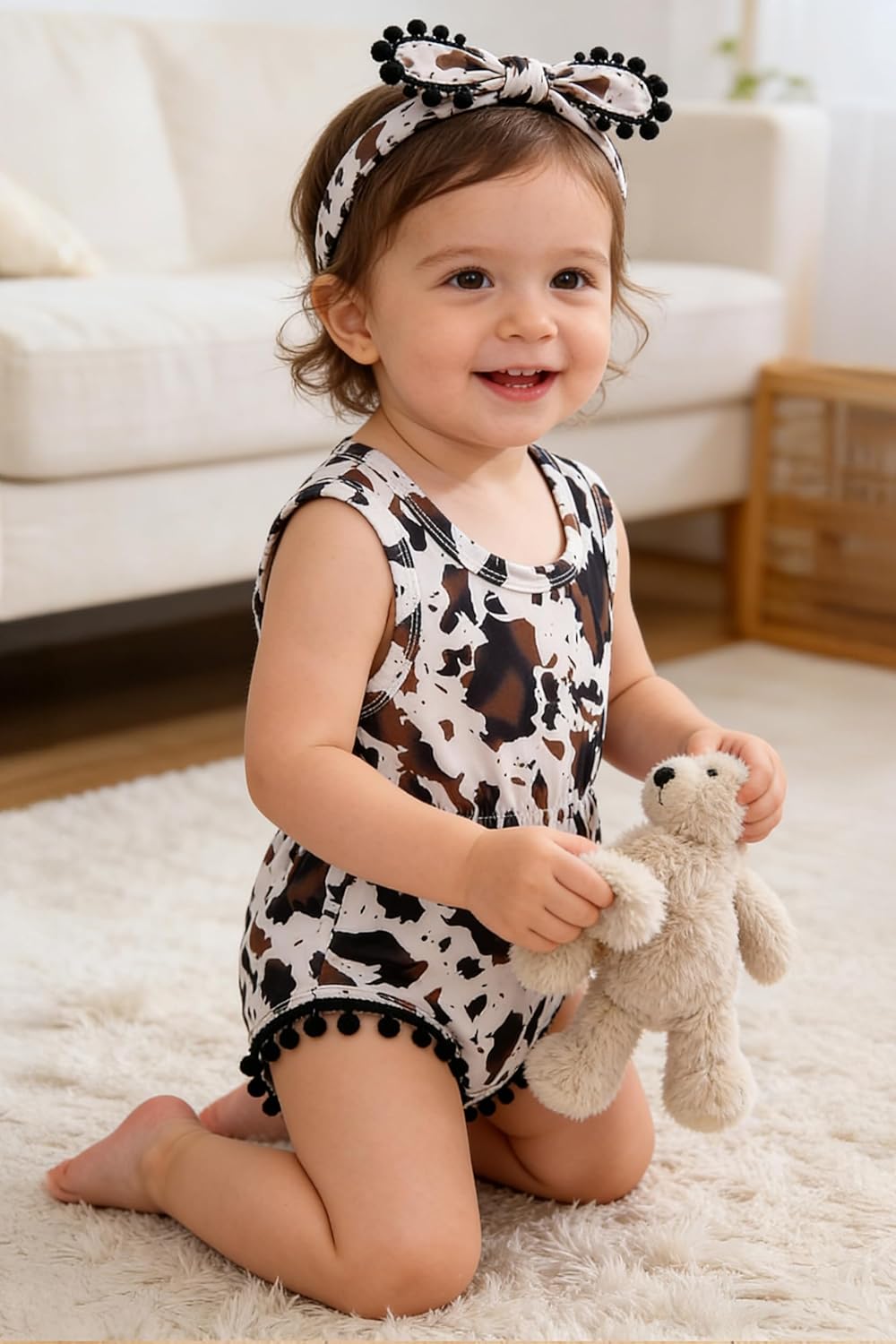 Leapparel Baby Girl Clothes 0-24 Months Floral Sleeveless Newborn Romper Jumpsuit Outfit Set with Headband - Image 7