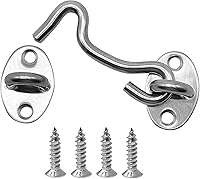 Vista 10 de Paquete de 4 cierres de puerta de 4" con gancho y ojo, cierres de puerta de granero de acero inoxidable resistente a la oxidación, ganchos de cabina