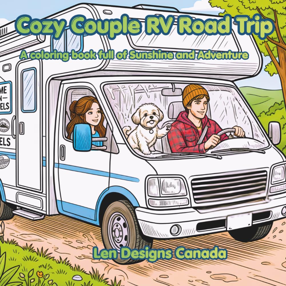Cozy Couple RV Road Trip: Heartwarming Coloring Book of Sunny Road Trips, Beachside Campsites, National Parks, Cozy RV Living, and Unforgettable Family Memories