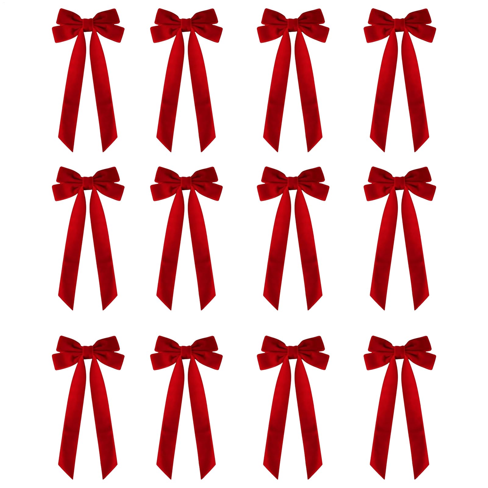 Lazos rojos de terciopelo para árbol de Navidad con clip anticaída para hogar y exterior