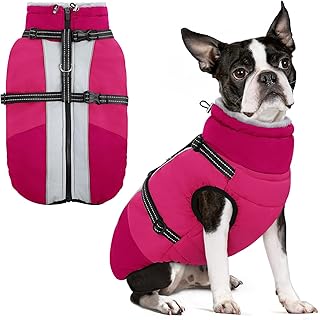 SUNFURA Abrigo para perro pequeño con arnés integrado, chaqueta cálida para perro con cremallera, abrigo de invierno reflectante para mascotas, suéter para perros pequeños, Schnauzer, Yorkshire