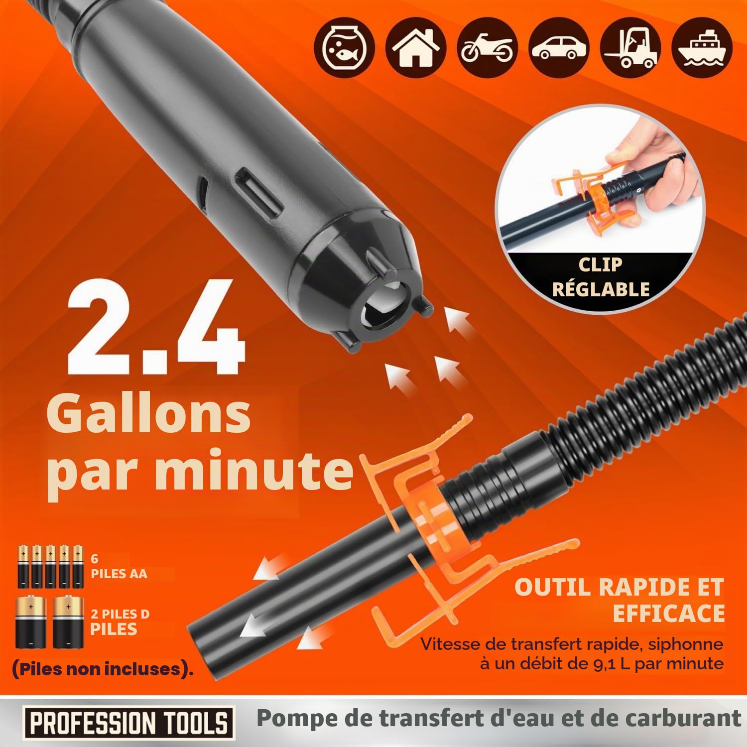 Pompe de transfert électrique, pompe à carburant alimentée par batterie, pompe de transfert de liquide, pompe à essence pour bidon, pompe de transvasement, pompe à huile électrique portable, pompe à
