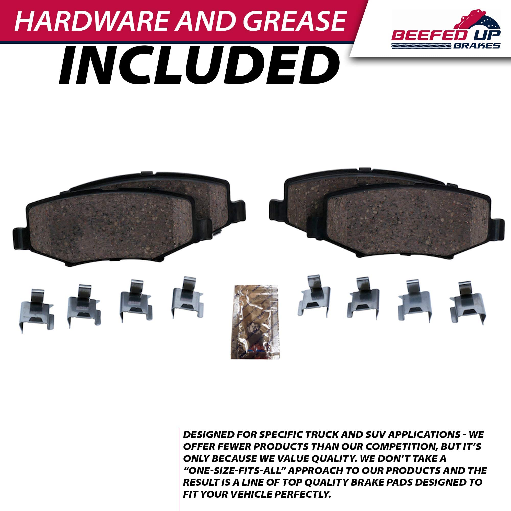 Front & Rear Ceramic Brake Pads For 2007-2018 Jeep Wrangler JK - Low Dust & Quiet