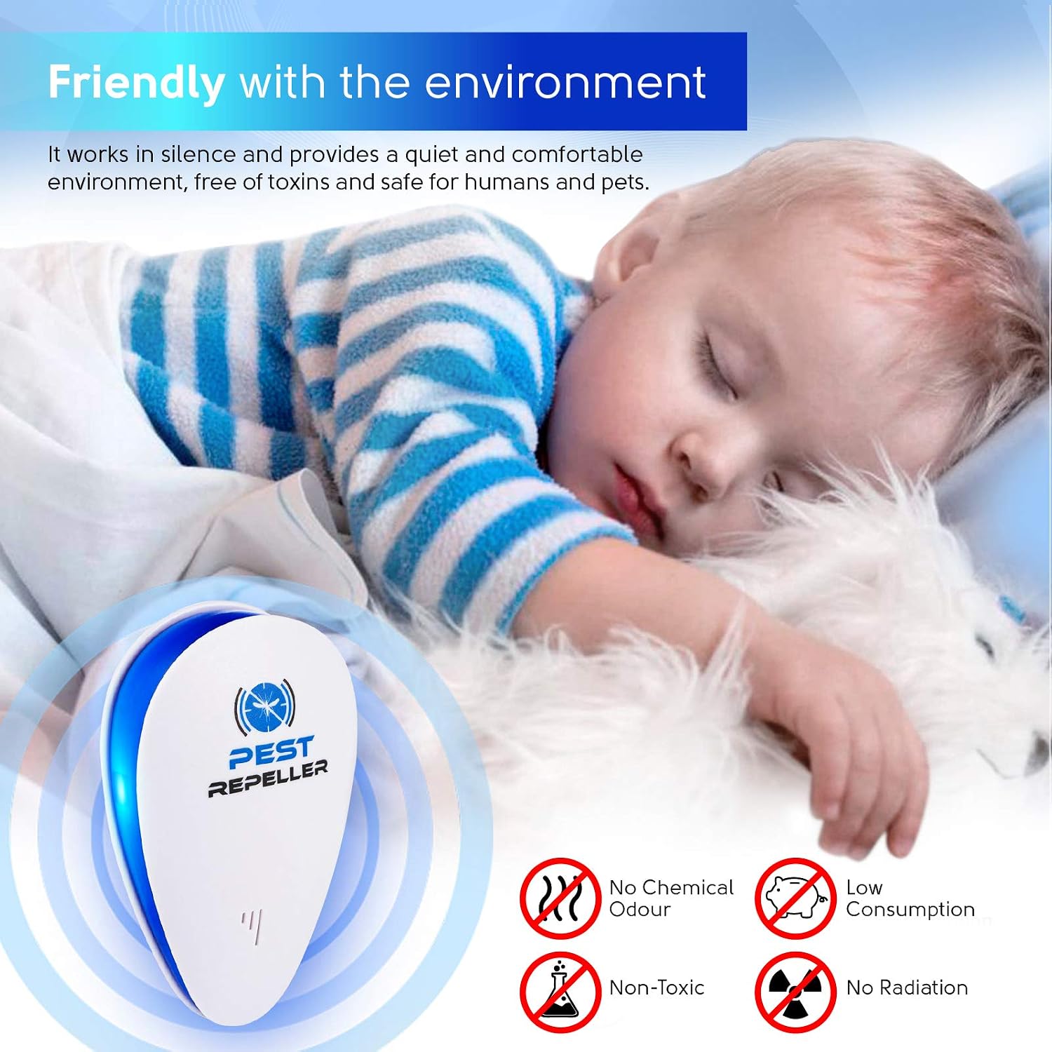 Ultrasonic Pest Repeller 6 Pack, Pest Repeller Ultrasonic Plug in Electronic Pest Repeller Pest Reject for Insect, Roach, Mice, Spider, Ant Bug Mosquito Repellent for House, Garage, Warehouse ,Office