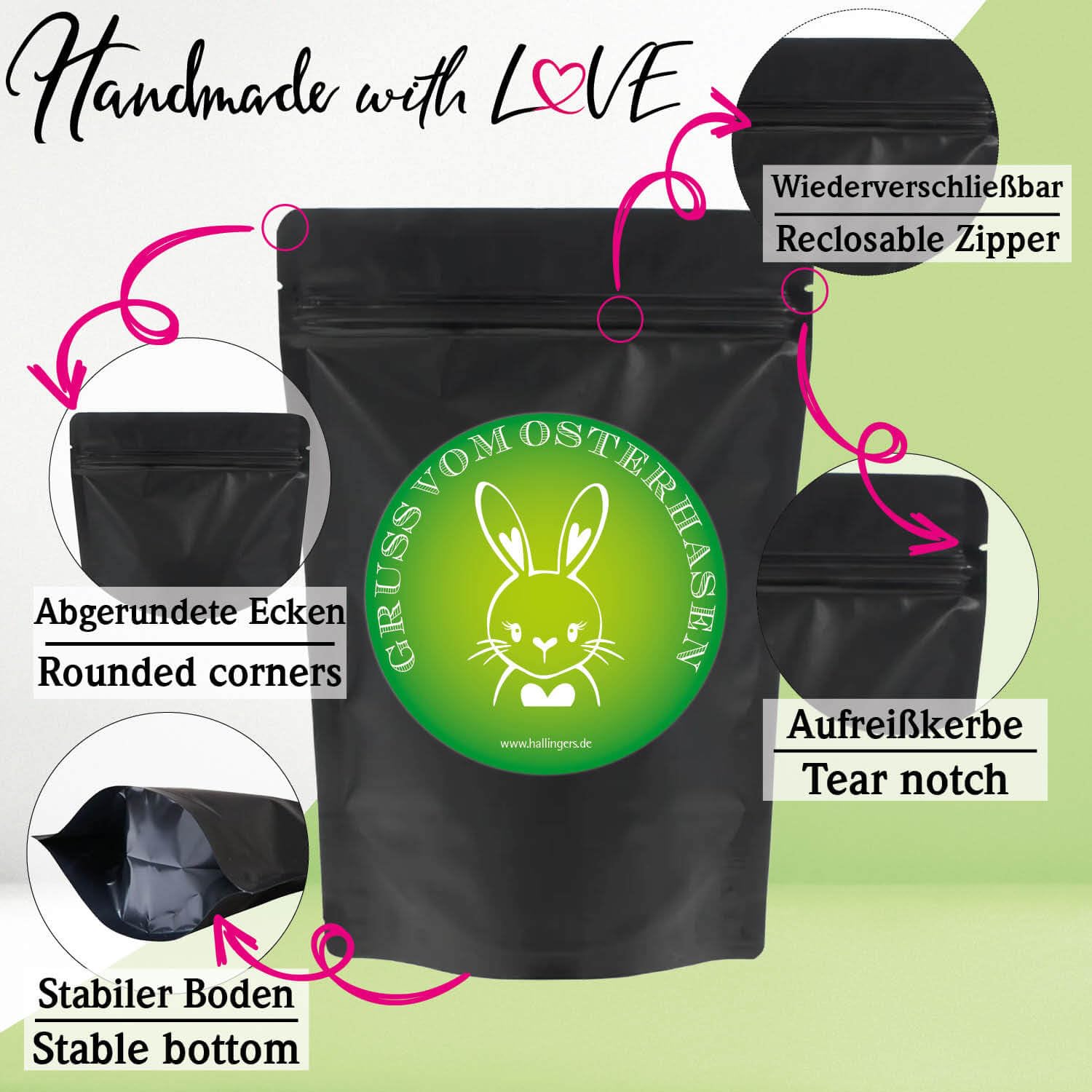 Hallingers Genuss Manufaktur Feinkost Oster-Geschenk-Set - XXL-Wundertüte "Gruß vom Osterh..." großes Osternest Pralinen-Ostereier, Ostertafel, Konfitüre & Gewürz, Ostern Körbchen für Frauen Männer