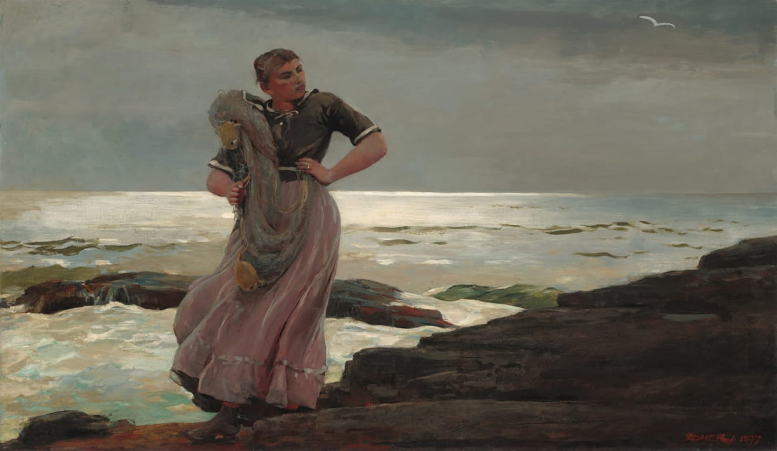 POSTERIIk Famous Animal Posters Vintage Picture a Light on the Sea by Winslow Homer Modern Wall Decor for Home Decor 60x90cm