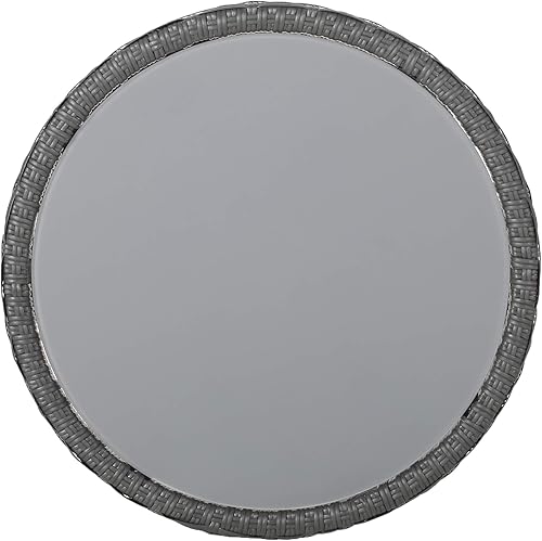 Vista 14 de GDFStudio Amanda - Mesa auxiliar de mimbre estilo bohemio para exteriores con parte superior de vidrio templado, color marrón claro