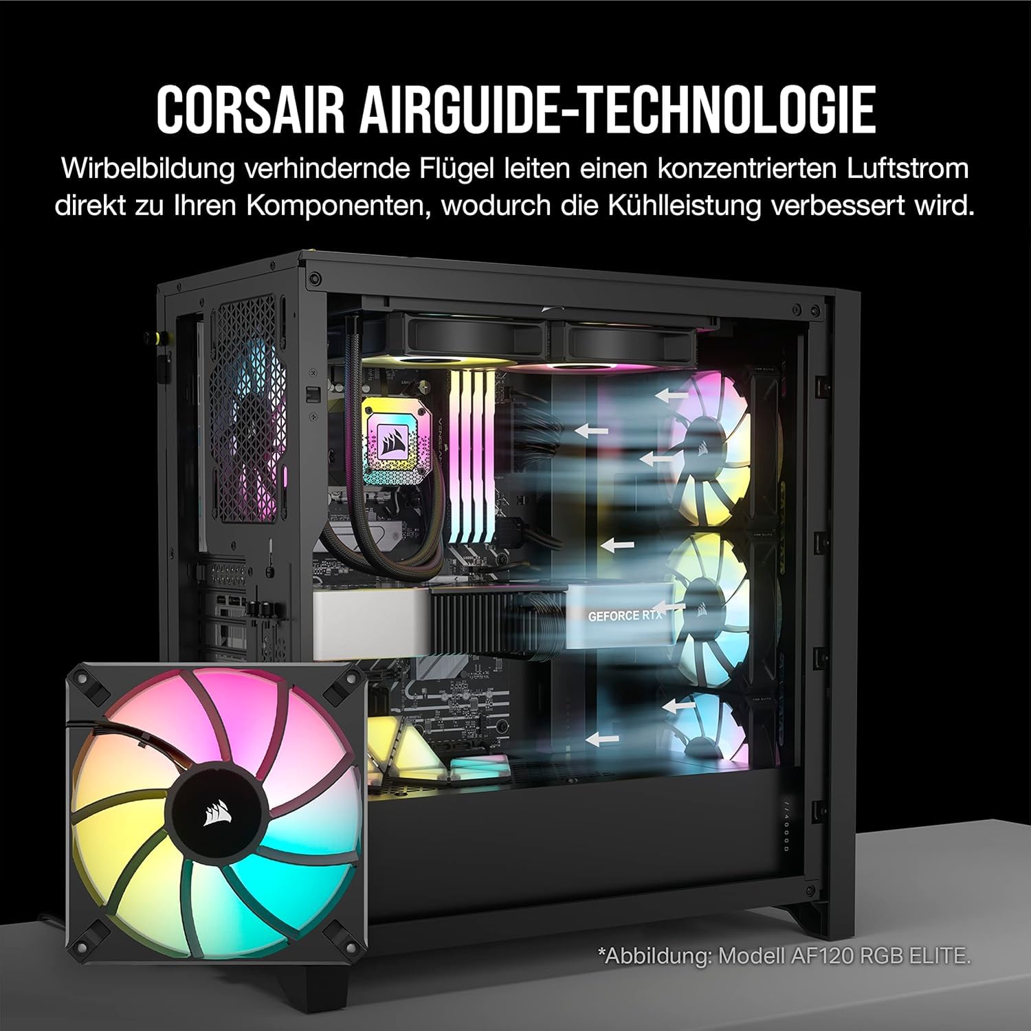 Corsair iCUE AF140 RGB ELITE 140mm PWM Doppelter Lüftersatz - Acht RGB-LEDs Pro Lüfter - AirGuide-Technologie - Fluiddynamisches Lager - Inklusive iCUE Lighting Node CORE Controller - Schwarz
