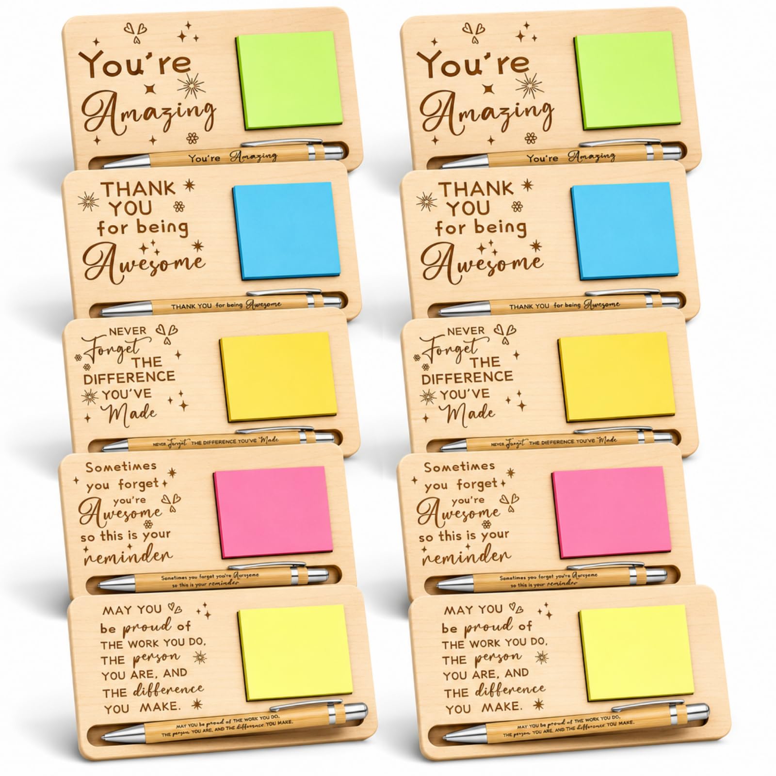 Kosiz 10 Set Wooden Sticky Note Holder Kit, Classic, Wood Color