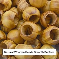 Vista 24 de Natural Wooden Beads, 100 Pieces 18mm Diameter Round Loose Spacer Beads Large Hole (6.5mm) Wooden Craft Beads with Beautiful Grain for DIY Handmade