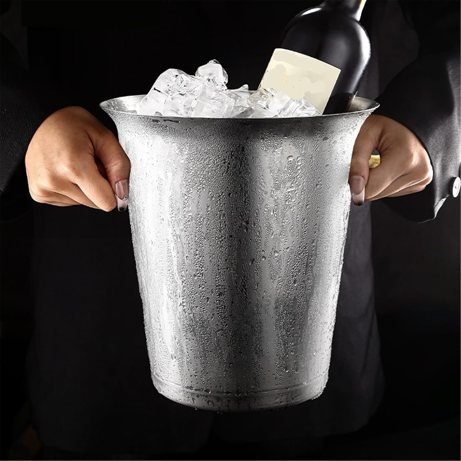 バーアイスバケツ ステンレス製アイスバケツ 5L シャンパンバケツ クリスマスパーティー、屋外バー用 シャンパンバケツ(Gold)