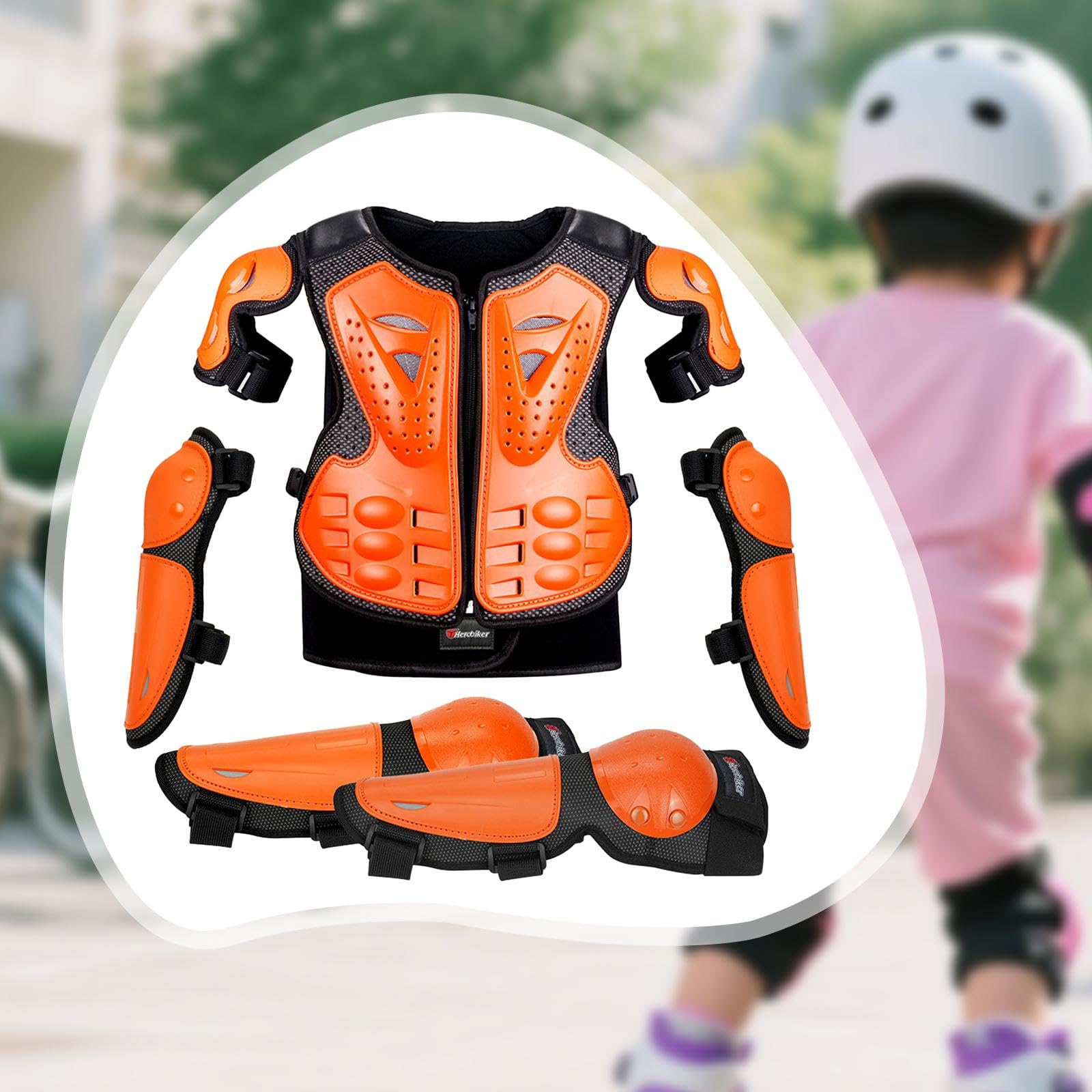 Kids Kit Protection Corps Entier Enfant Gilet Armure Poitrine Colonne Vertébrale Genouillères Coudières PVC
