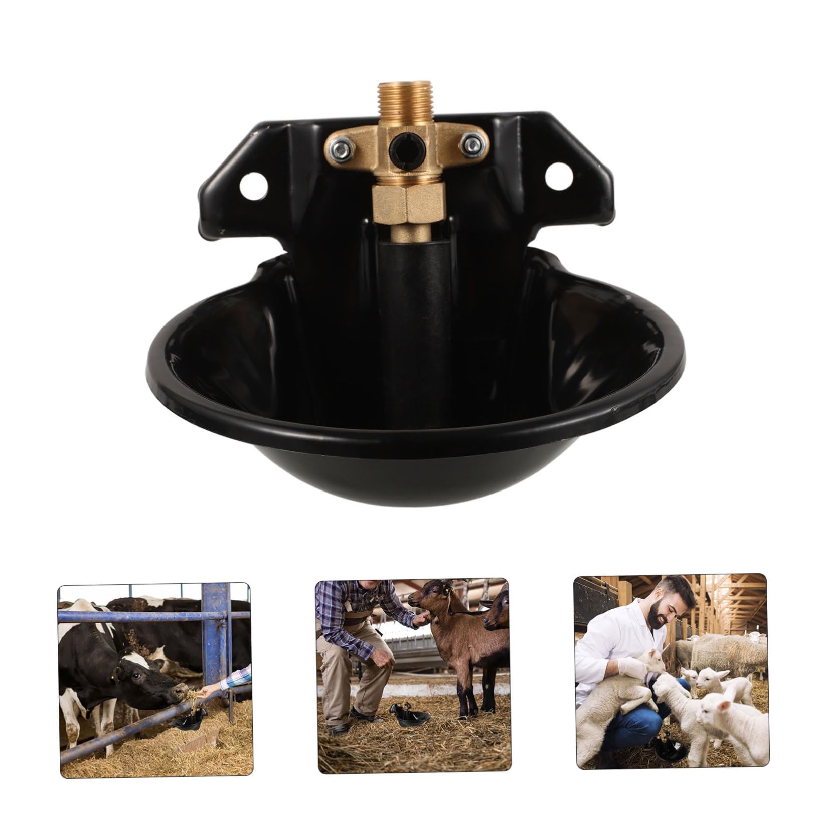 Abbeveratoio Automatico per Mucche in Acciaio Nero a Grande Capacità | Ciotola a Forma di Bowl, Pratico Dispensatore Automatico per Cavalli, Uso Zootecnico