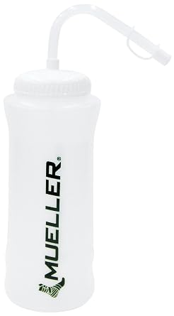 Mueller Quart Bottle With Straw, Natural Color With Black Letters