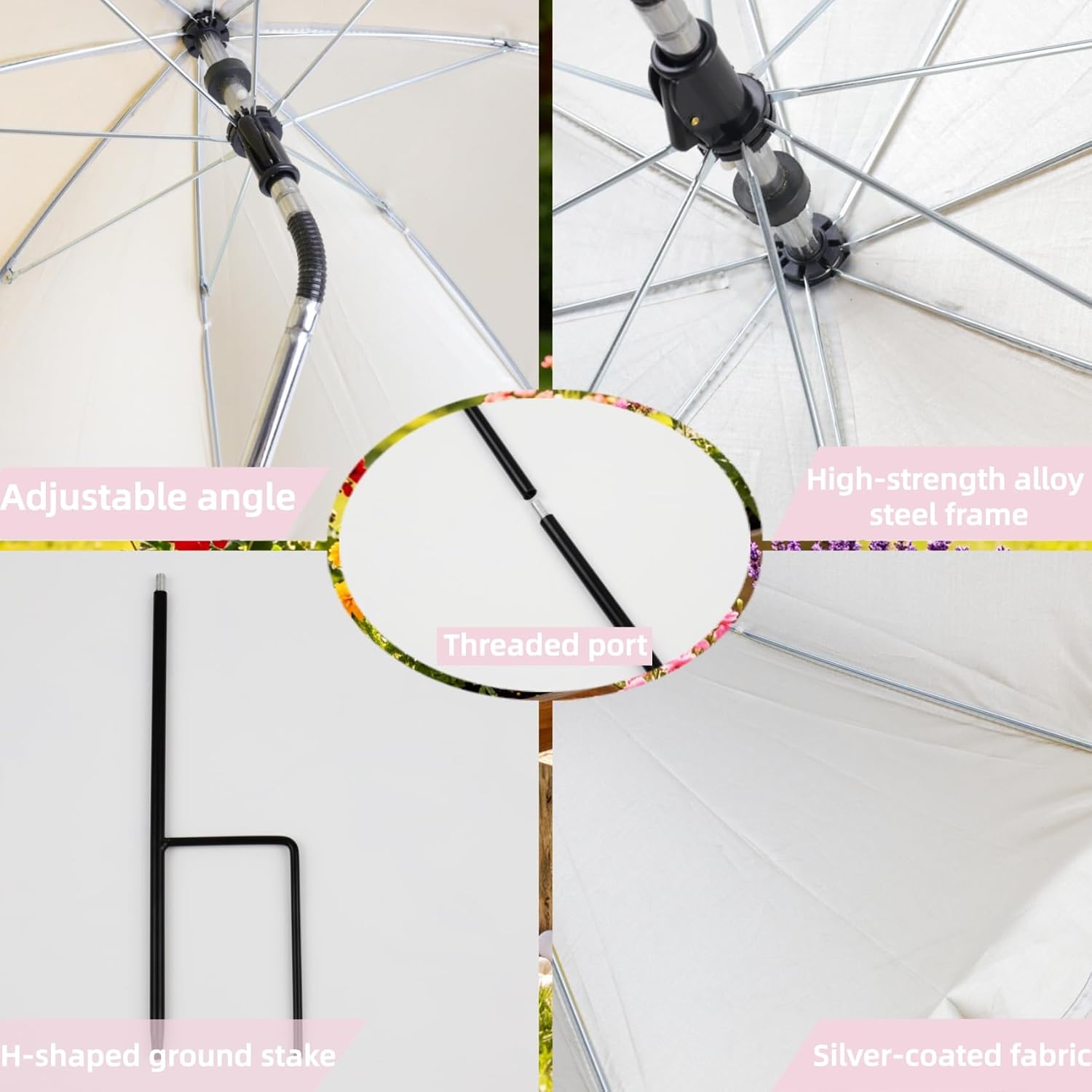 3 Pack Plant Umbrellas for Outdoor,Adjustable Angle and Height