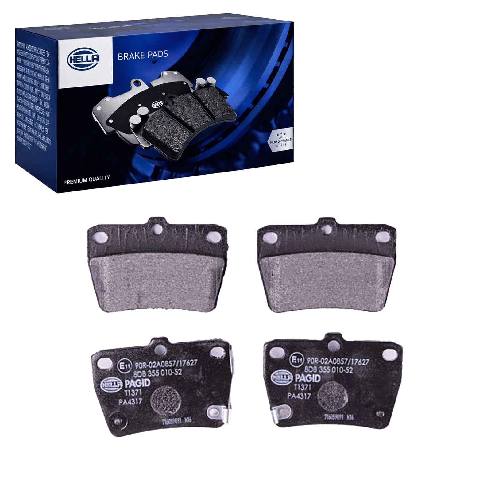 HELLA 8DB 355 010-521 Brake pad set - with acoustic wear warning - T1371 - for e.g. CHERY / TOYOTA
