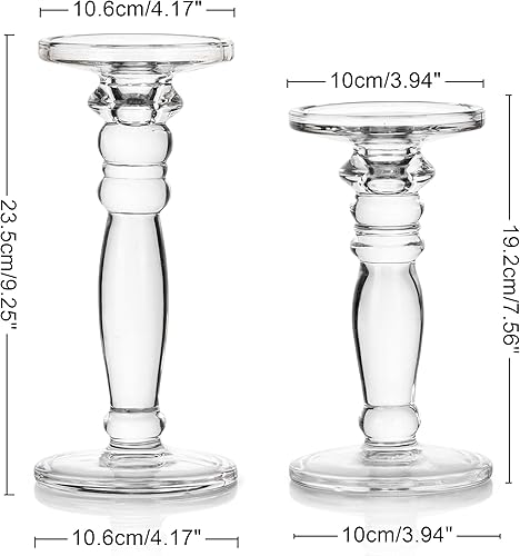 Miniatura 6 de NUPTIO 2 portavelas de cristal, portavelas cónico de cristal, decoración de boda, centros de mesa para mesa de comedor, portavelas cónicos para sala