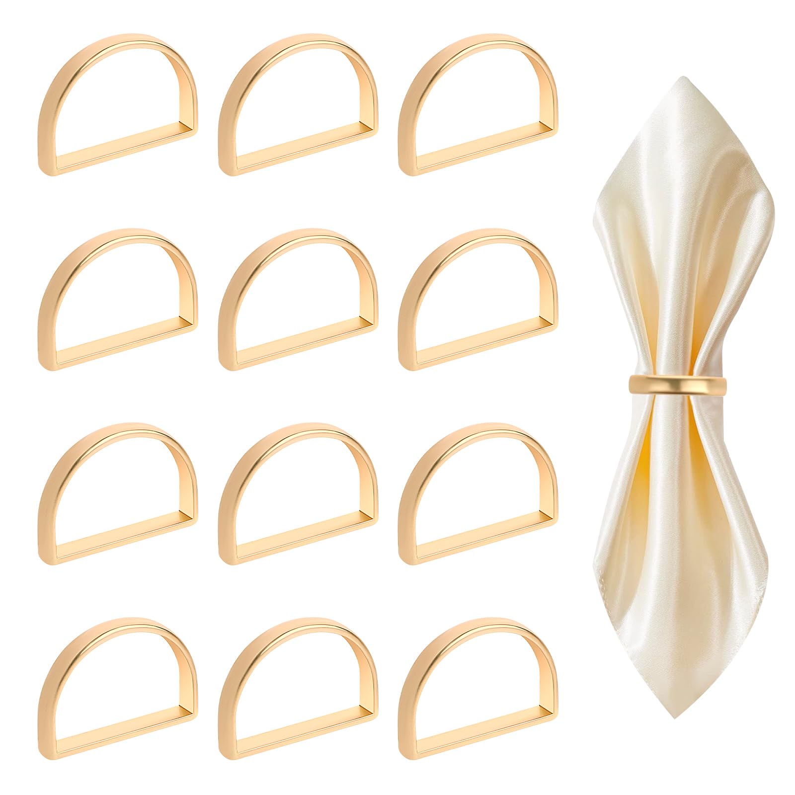 Giantree 6 servilleteros dorados para servilleteros, hebillas de sujeción de hebilla, semicirculares, de metal, decoración de mesa para bodas, hoteles, fiestas de cumpleaños