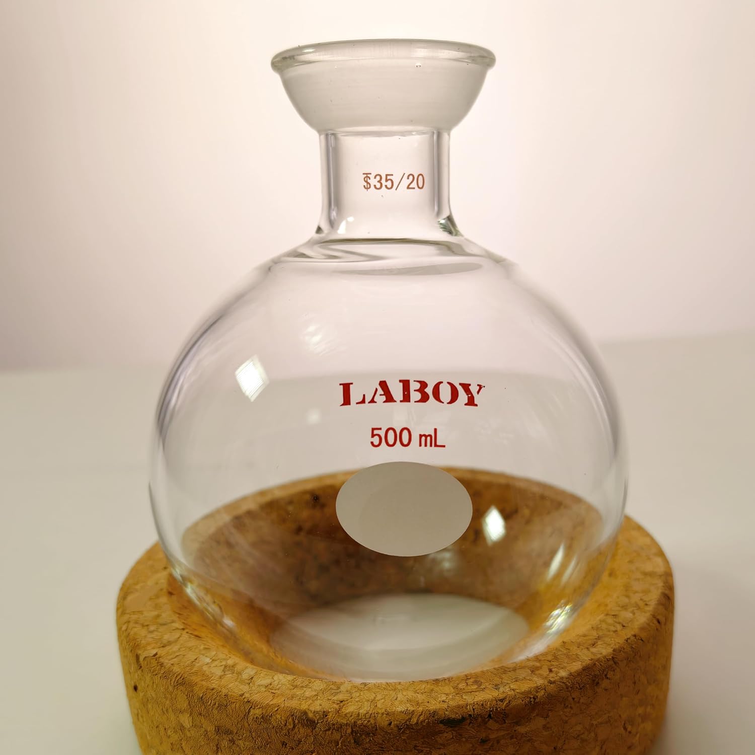 Laboy Glass 500mL Round Bottom Boiling Flask, Single Neck Heavy Wall Borosilicate with 35/20 Joint – Heating, Reaction & Receiving Flask for Organic Chemistry Lab Use
