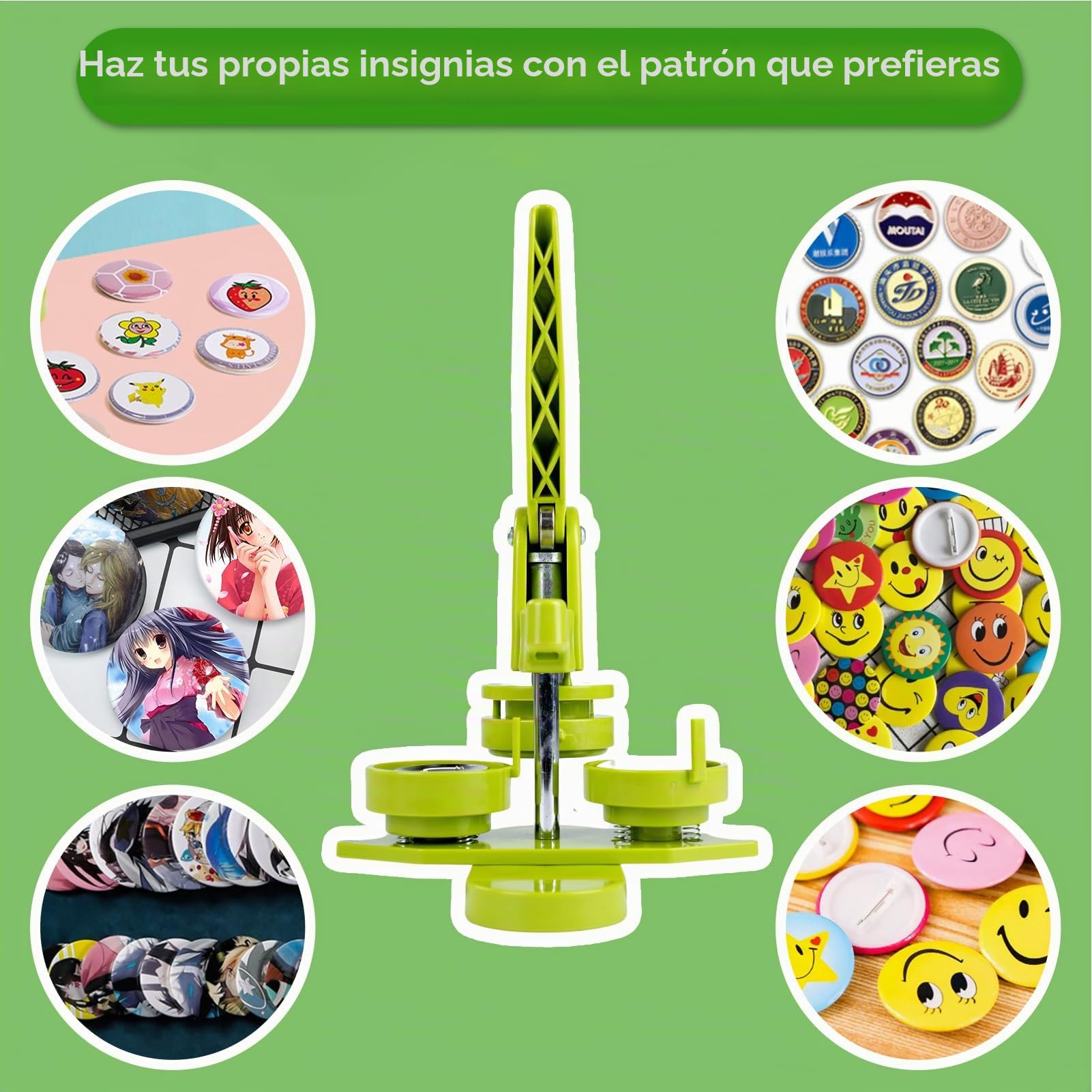 Máquina para hacer botones de 32 mm con 100 piezas, imagen y Cortador circular, Button Maker prensa de empuje y tracción para crear insignias, regalos y pins, Fabricación de botones