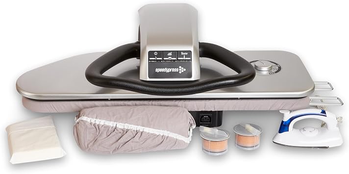 Speedypress SteamRise 8000 Heavy Duty Steam Ironing Press | 81cm Pressing Surface | Bottom-Up Steam Technology | Free Iron Attachment + Anti-Scale Filter + Replacement Cover & Pad | 2200W (Silver)